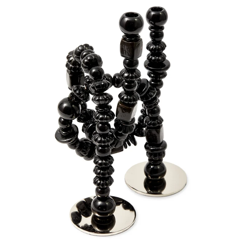 Kerzenhalter BEADS schwarz 33x12x38 cm
