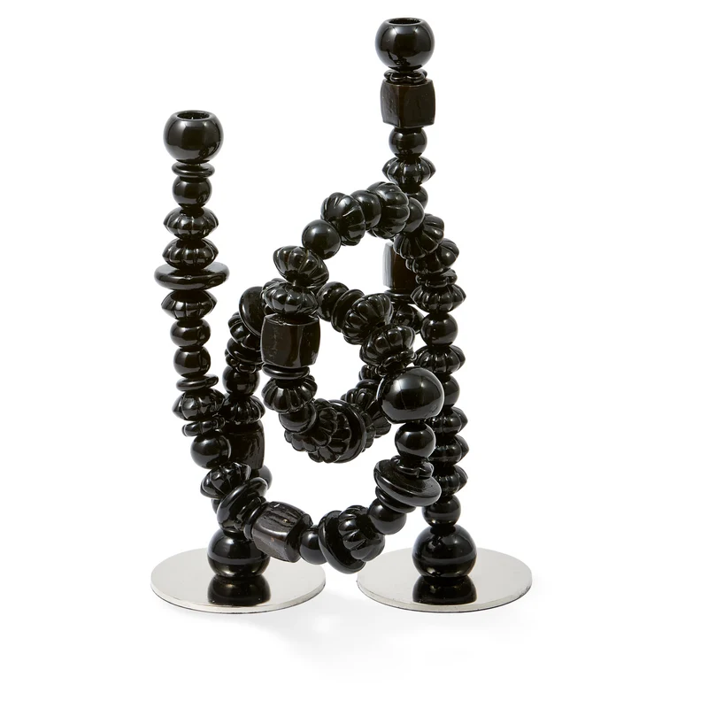 Kerzenhalter BEADS schwarz 33x12x38 cm