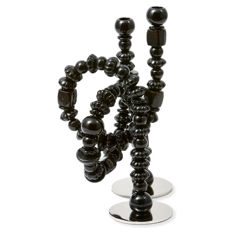 Kerzenhalter BEADS schwarz 33x12x38 cm