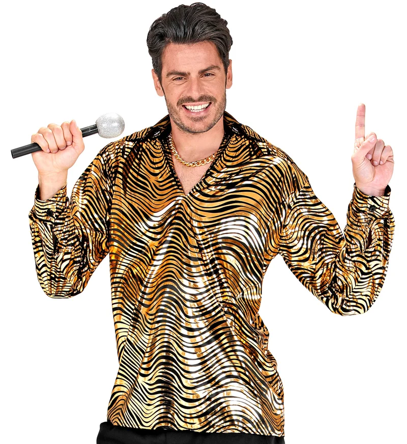 Disco Hemd "Fever" für Herren | Gold Schwarz