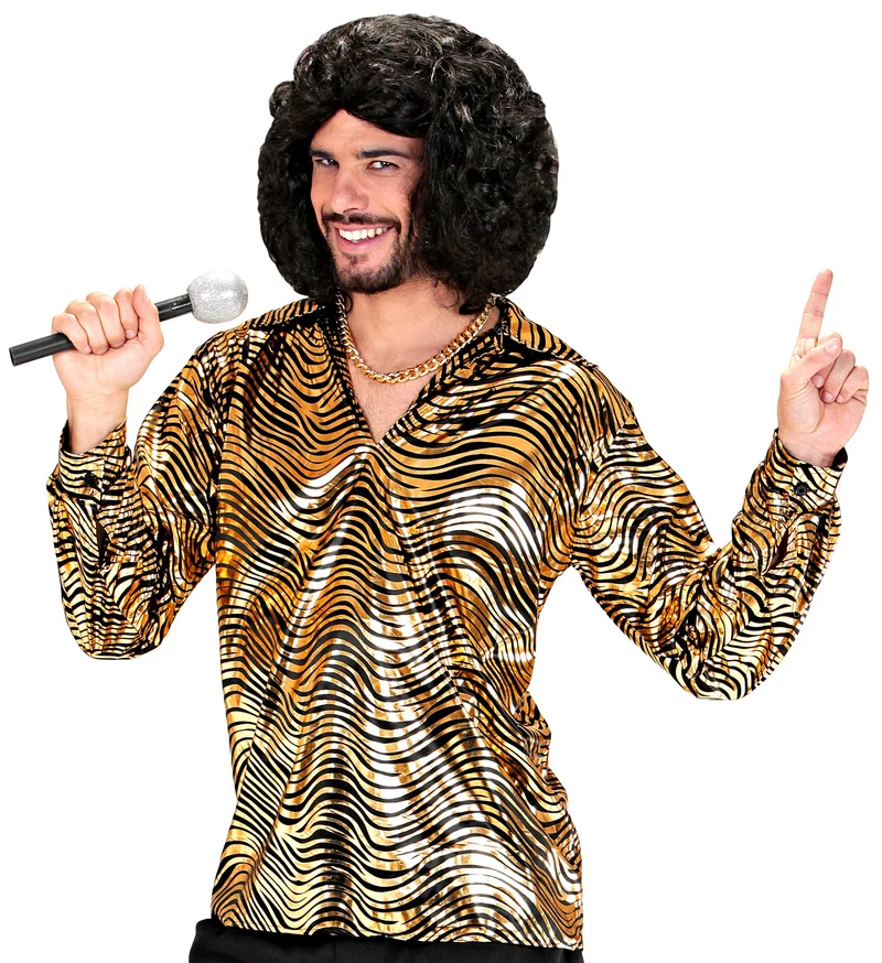 Disco Hemd "Fever" für Herren | Gold Schwarz