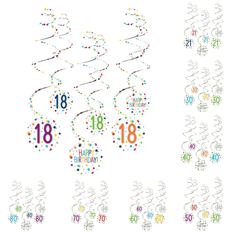 "Confetti Birthday" Spiralgirlanden | 6 Stk.