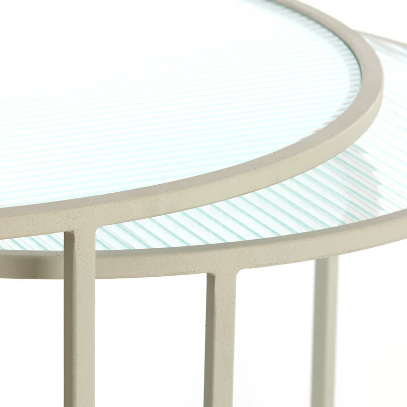 Couchtisch TALCA 2er-Set, Riffelglas, crème weiß