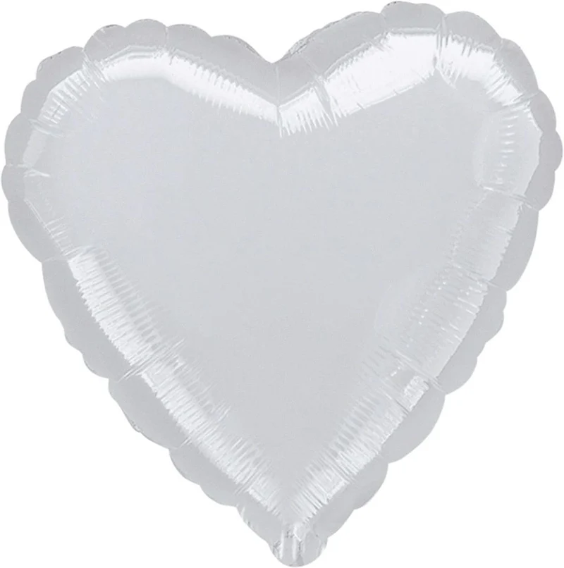 "Herz" Folienballon 43 cm - Silber Metallic