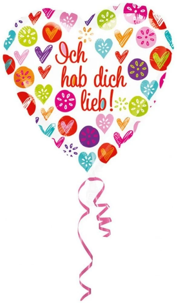 "Ich hab dich lieb" Herz Folienballon Geschenk Geburtstag Muttertag Bunt - 43 cm