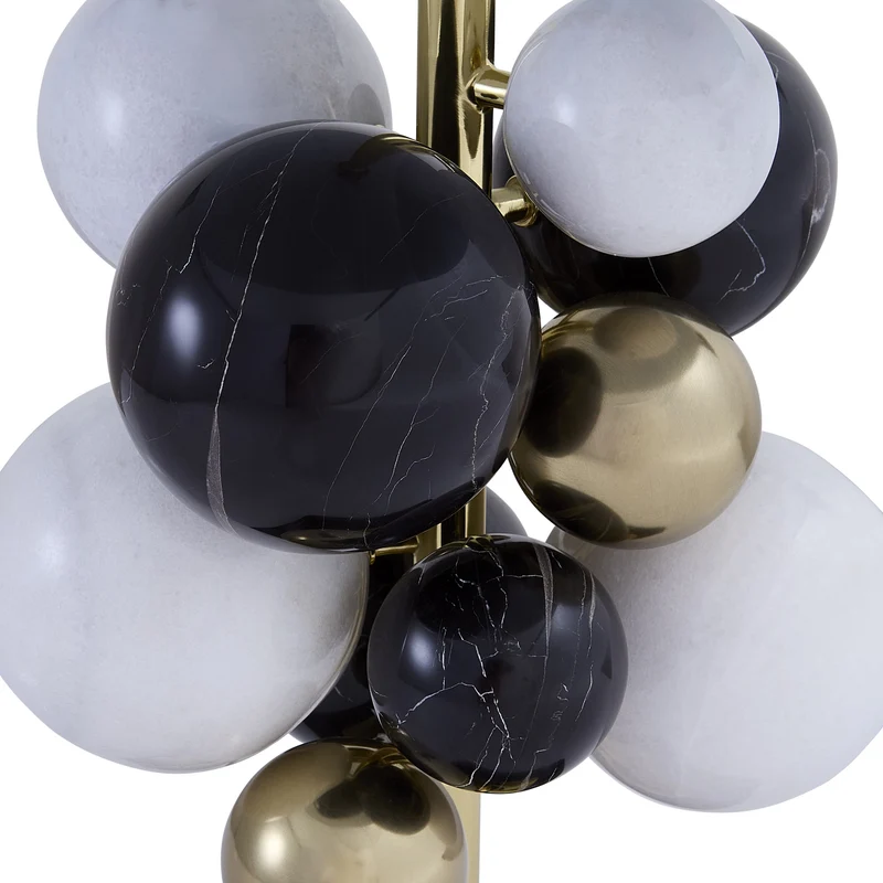 GLOBO Tischleuchte schwarz/weiss Marmorsockel