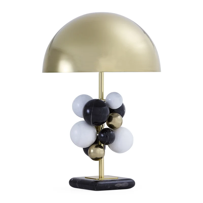 GLOBO Tischleuchte schwarz/weiss Marmorsockel