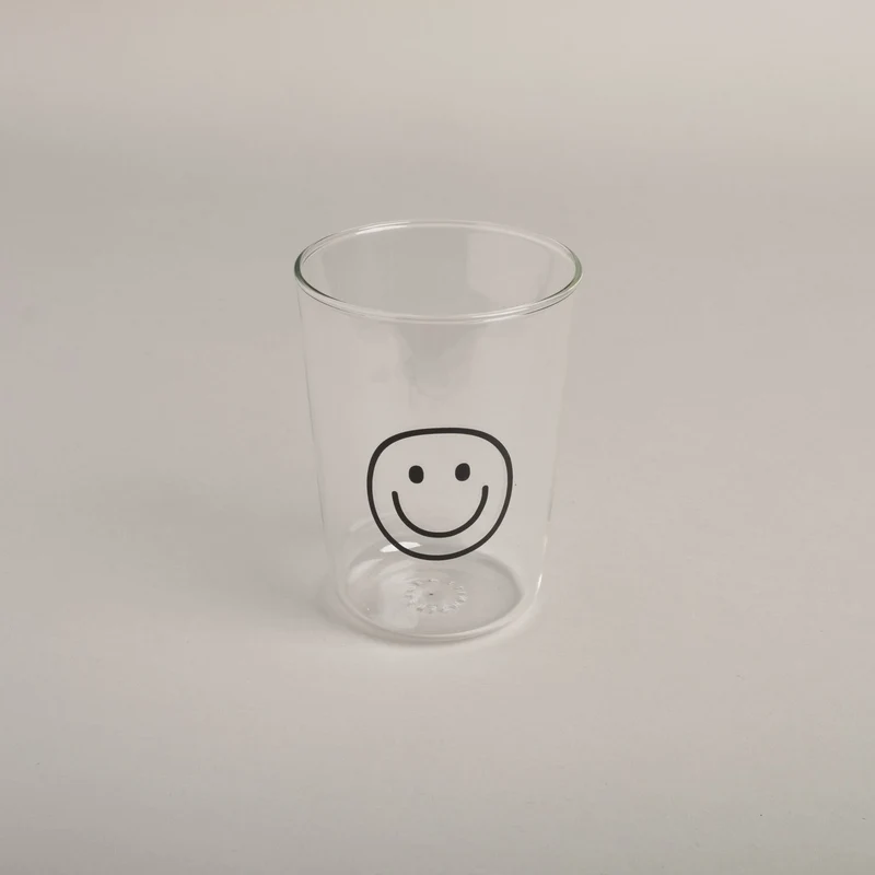 Eulenschnitt Trinkglas Smiley schwarz