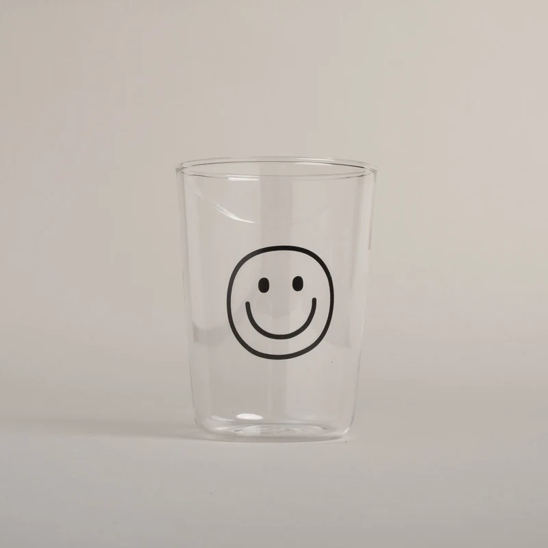 Eulenschnitt Trinkglas Smiley schwarz