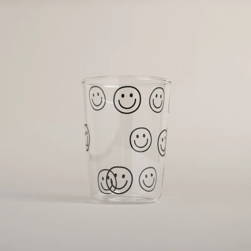 Eulenschnitt Trinkglas Smileys schwarz