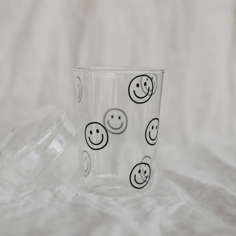 Eulenschnitt Trinkglas Smileys schwarz