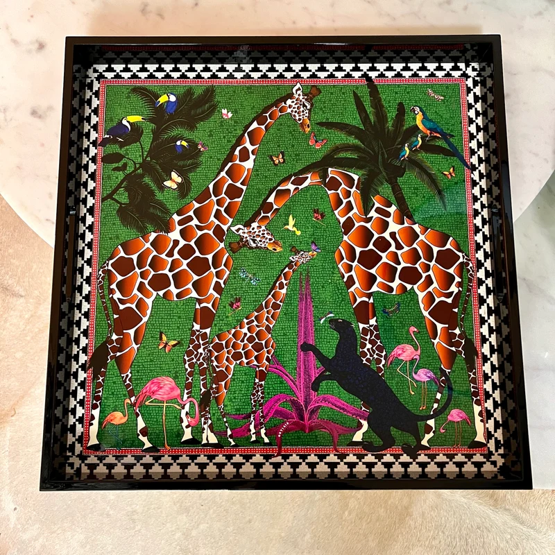 Lacquer Tray GIRAFFE 45x45cm