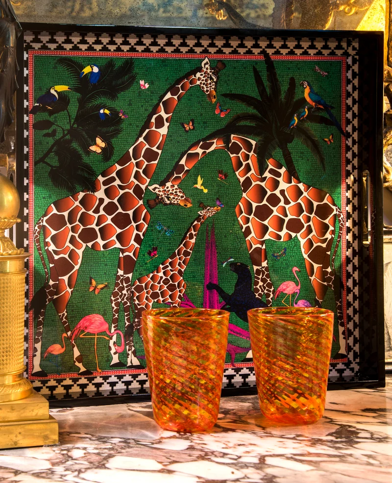 Lacquer Tray GIRAFFE 45x45cm