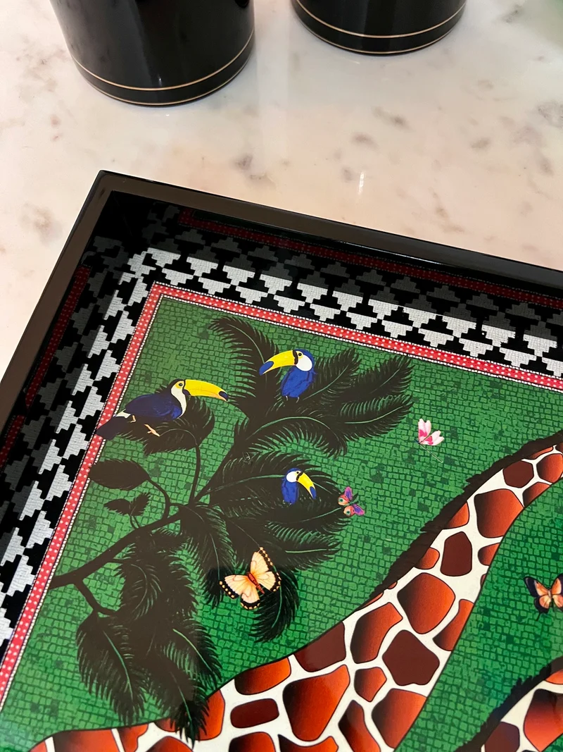 Lacquer Tray GIRAFFE 45x45cm