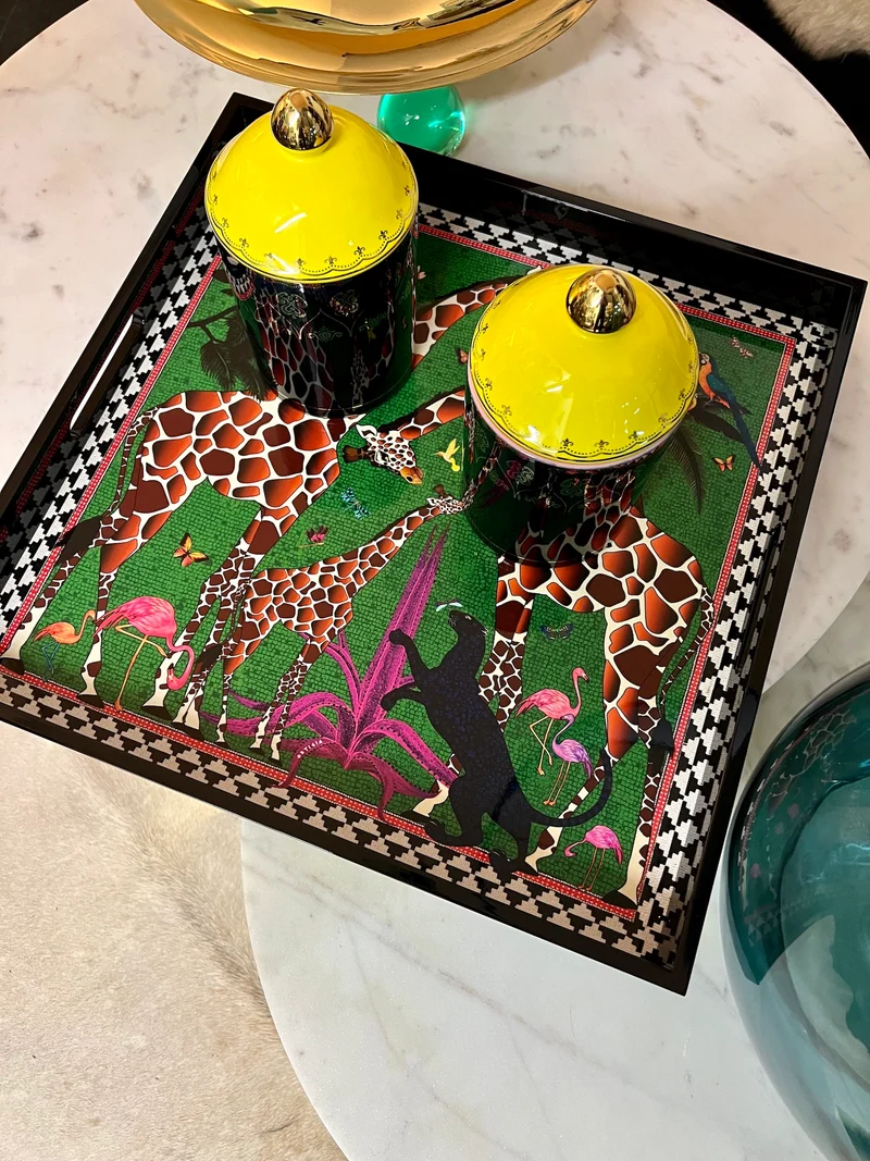Lacquer Tray GIRAFFE 45x45cm
