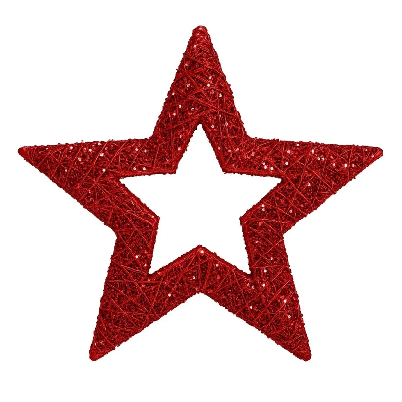 Riffelmacher Deko Glitter-Stern 15 cm 17360 | Rot - Baumschmuck Weihnachten