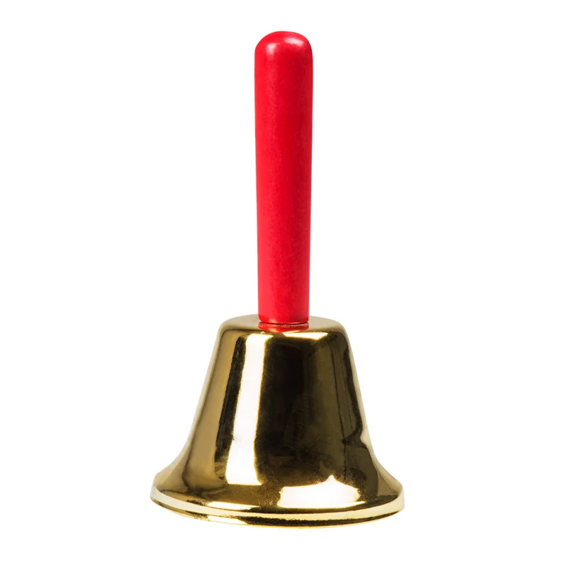 Glocke Weihnachtsmann Stiel rot, Glocke Gold