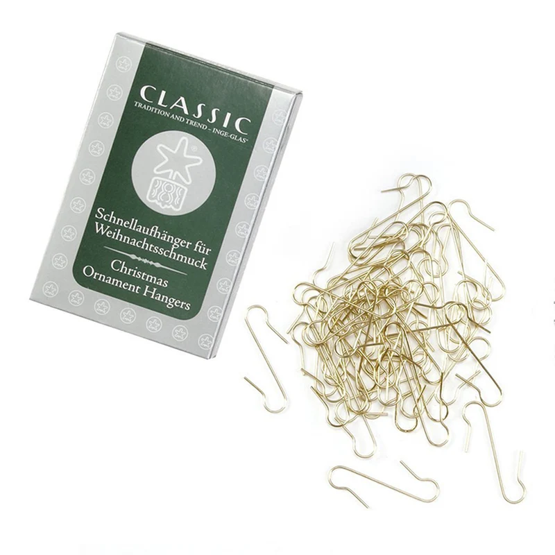Baumschmuck Haken | 100 Stück | Gold | Aufhänger | Dekohaken Metall