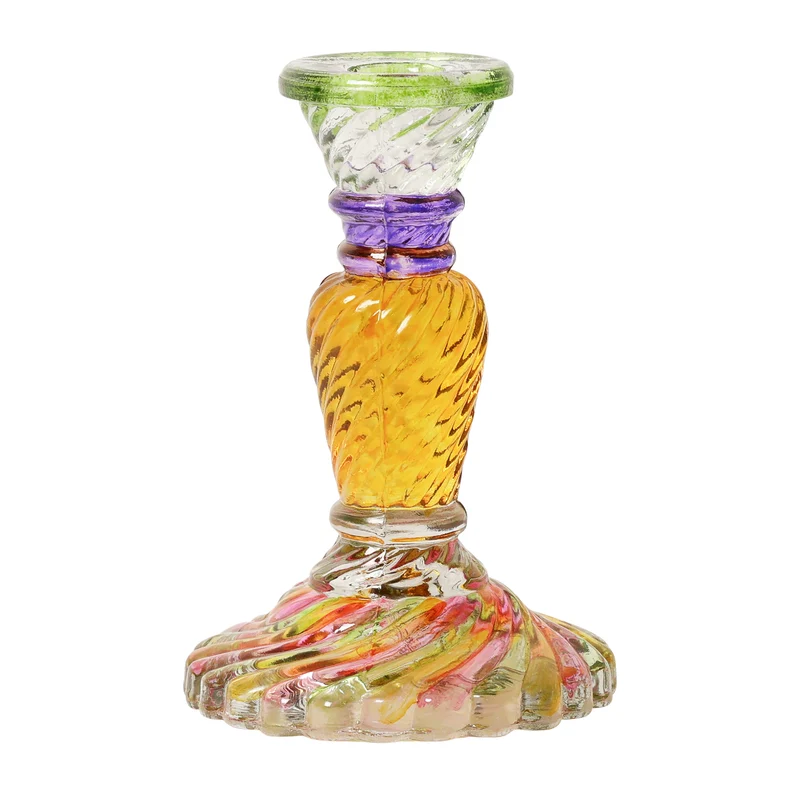 Kerzenhalter PRISMA aus Glas, 16cm, mehrfarbig