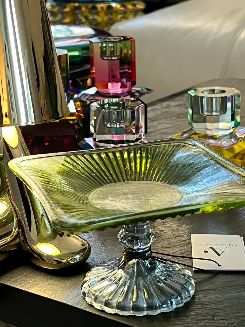 Glasetagère NORDIC ELEGANCE in Rauchblau/Oliv