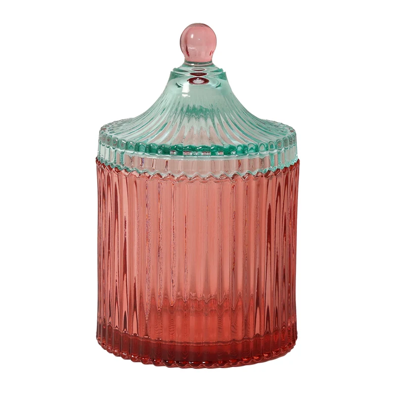Bonbonniere CANDY STRIPE in Rot/Hellminze ø10 x 17cm