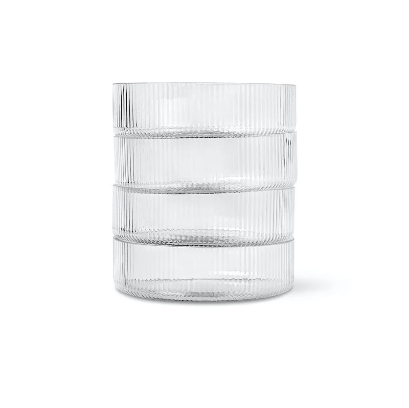 Ripple Dessertschalen Glas 4er Set – geriffelte Servierschalen von ferm LIVING