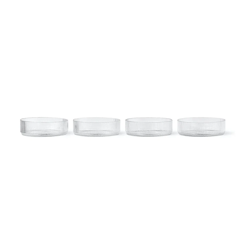 Ripple Dessertschalen Glas 4er Set – geriffelte Servierschalen von ferm LIVING