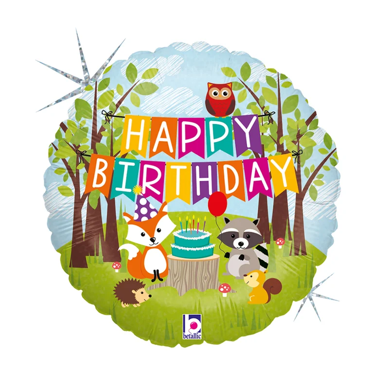 18"/Ø46cm Folienballon "Woodland Happy Birthday"