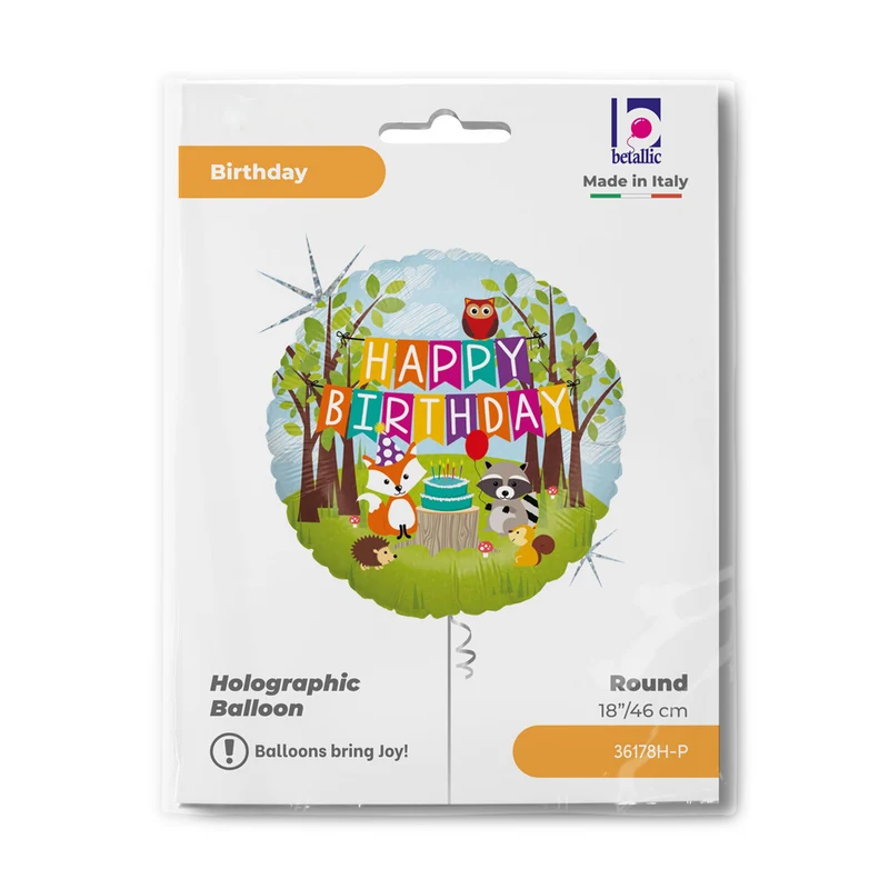 18"/Ø46cm Folienballon "Woodland Happy Birthday"