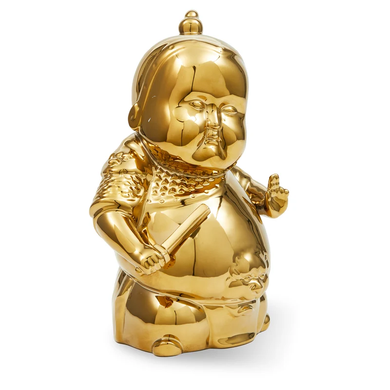 Spardose FUNNY WARRIOR aus Keramik in gold