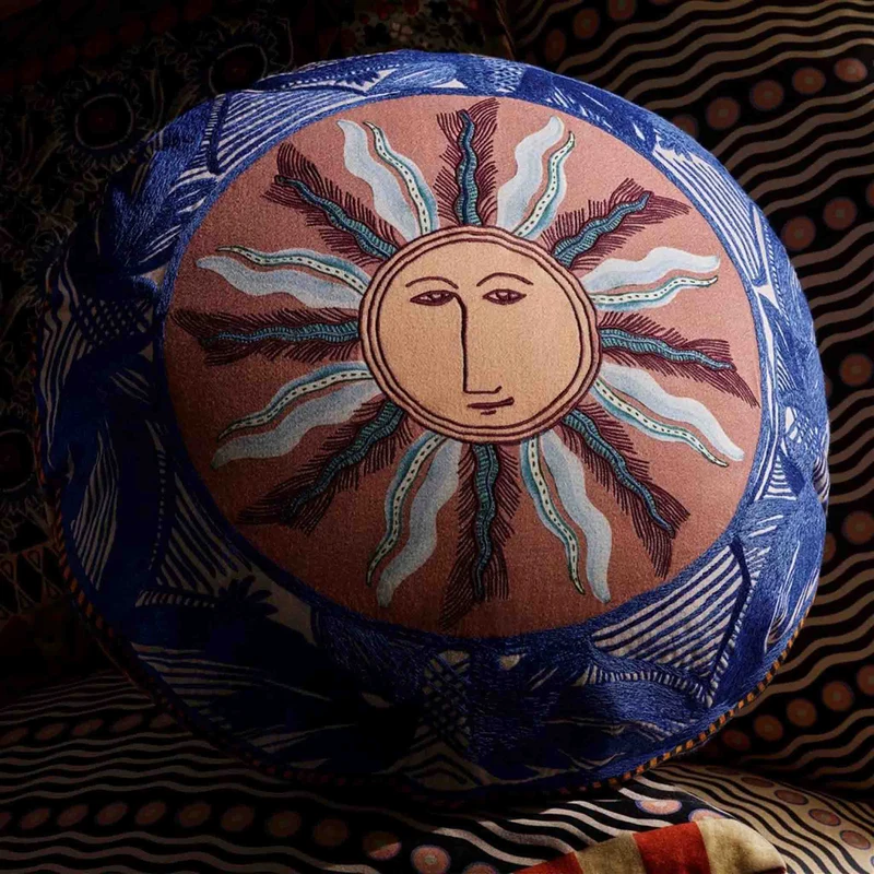 rundes Kissen ZENITH, Sonnenmotiv 45x45cm