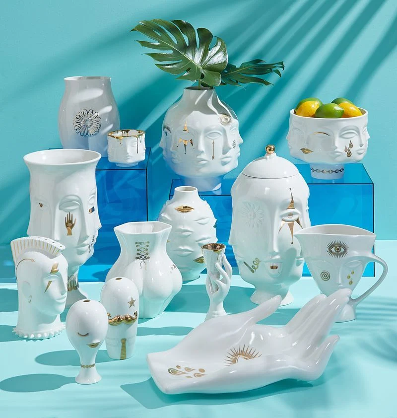Gilded I-Scream Vase aus Porzellan, vergoldet