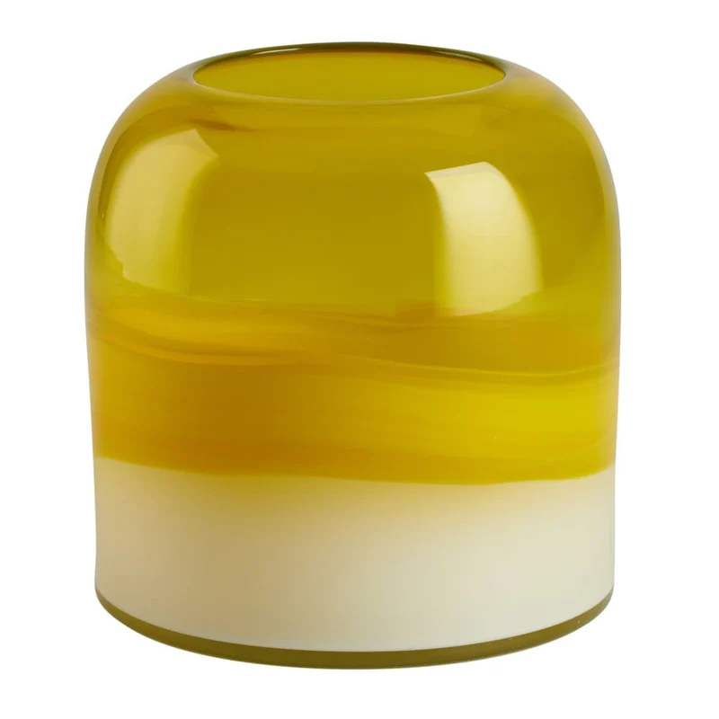 Vase CHIFFON H17cm gelb-weiß