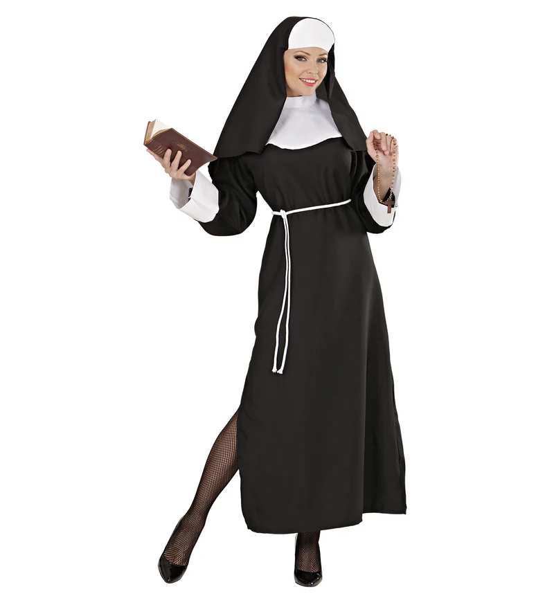 Kostüm Nonne für Damen | Kleid, Gürtel und Haube