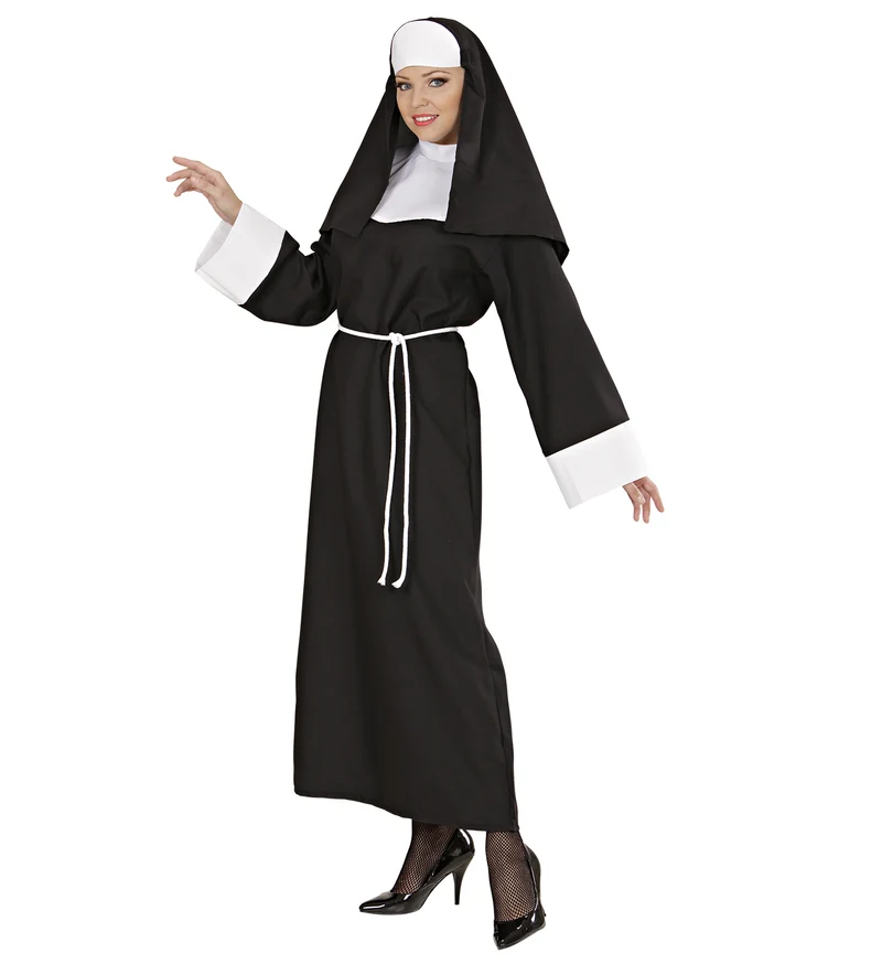 Kostüm Nonne für Damen | Kleid, Gürtel und Haube