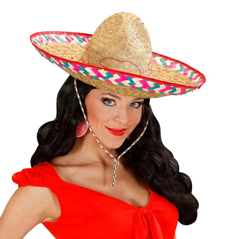 Mexikanischer Sombrero Ø 52cm | Natur Bunt