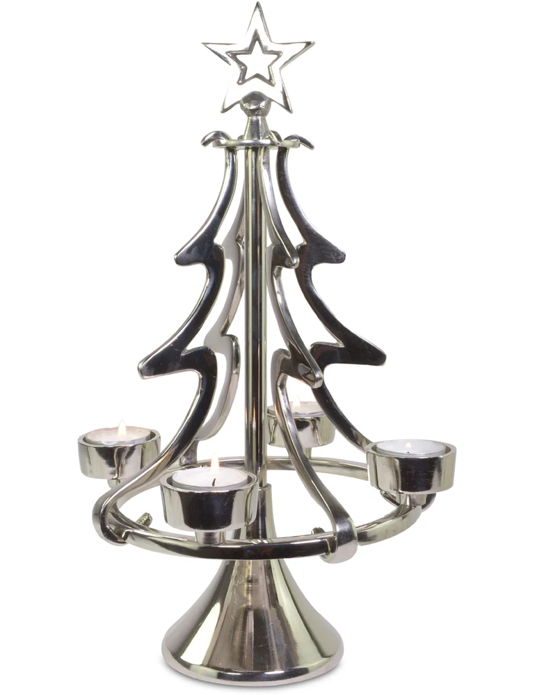 Riffelmacher Kerzenständer Weihnachtsbaum - Silber 22 x 37 cm | 24170 - Adventsdekoration