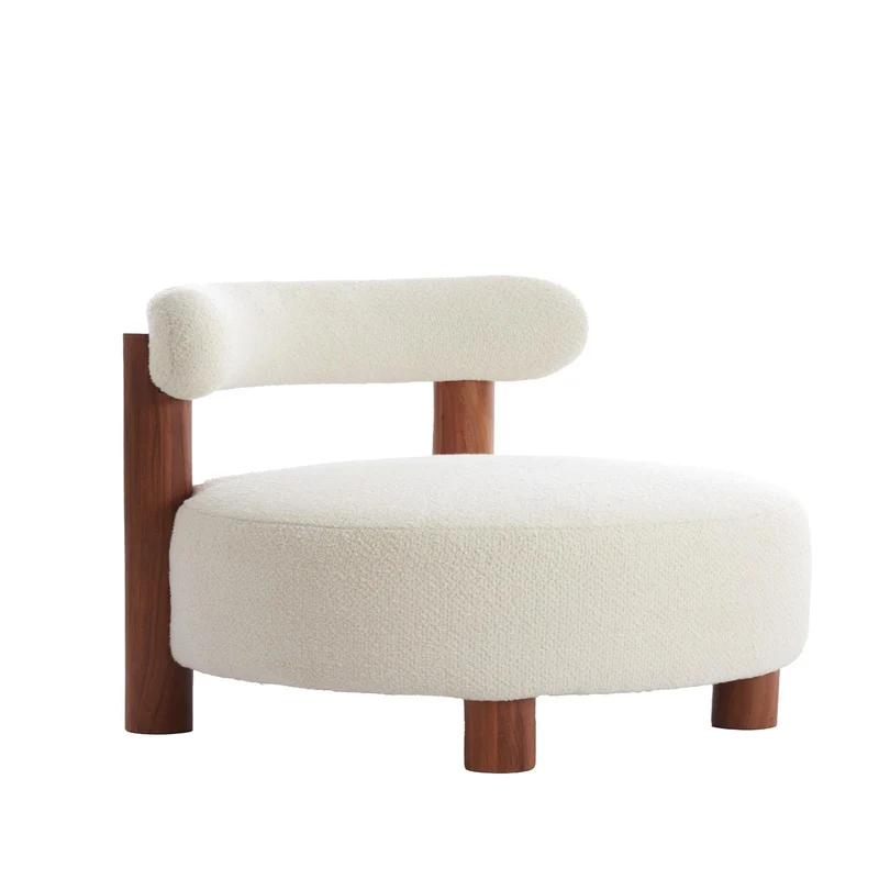 Wohnzimmersessel FERENTINO Akazienholz mit Bouclé-Stoff