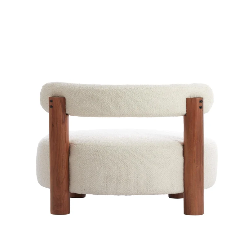Wohnzimmersessel FERENTINO Akazienholz mit Bouclé-Stoff