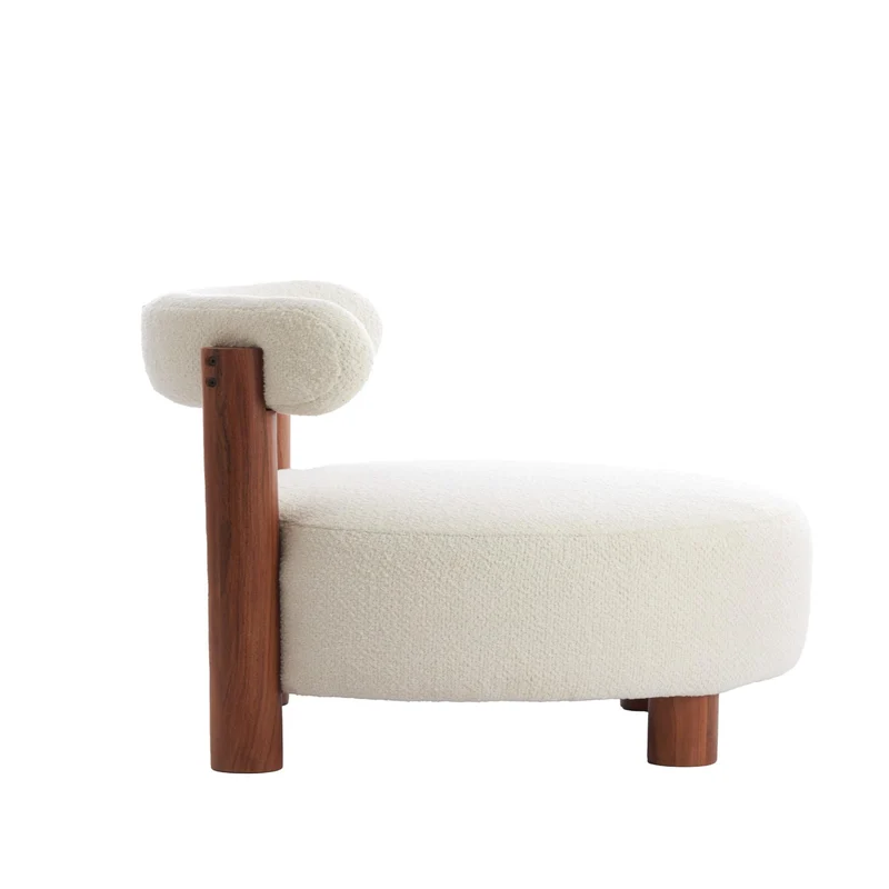 Wohnzimmersessel FERENTINO Akazienholz mit Bouclé-Stoff