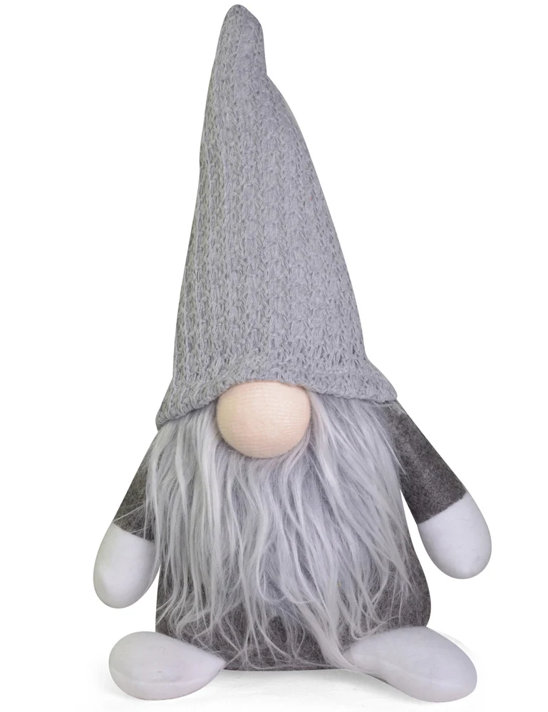 Dekofigur Wichtel "Egbert" mit Mütze - Grau 27 cm | 73969 - Adventsdekoration