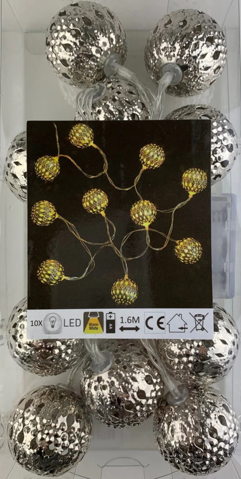 LED Kugel-Lichterkette Silber | 160cm