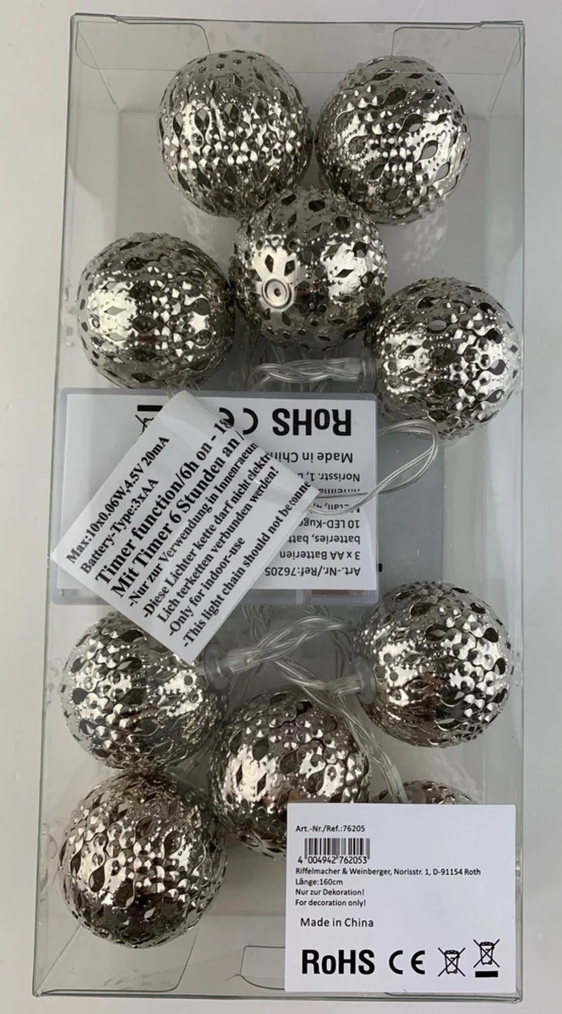 LED Kugel-Lichterkette Silber | 160cm