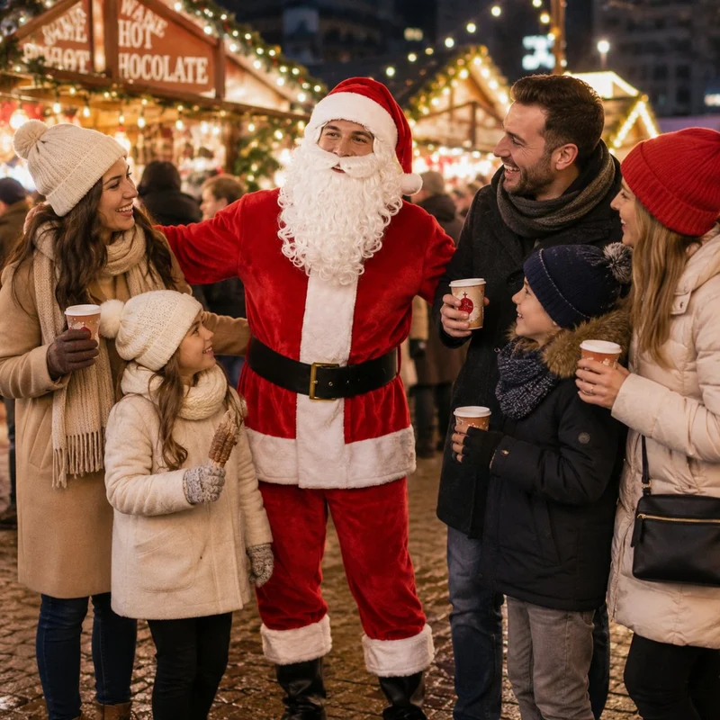 Weihnachtsmann Nikolaus Kostüm aus Samt | Rot - 4 tlg.