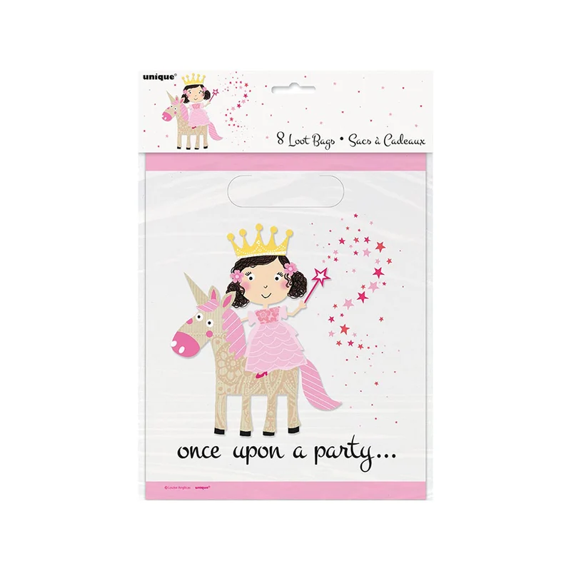 Geschenktüte PVC Prinzessin & Einhorn 8St.