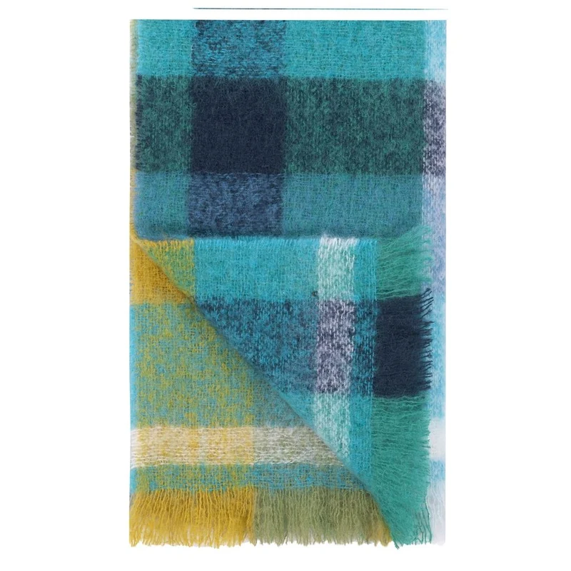 Mohair-Wolldecke FONTAINE COBALT