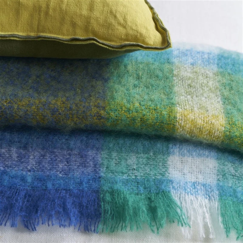 Mohair-Wolldecke FONTAINE COBALT