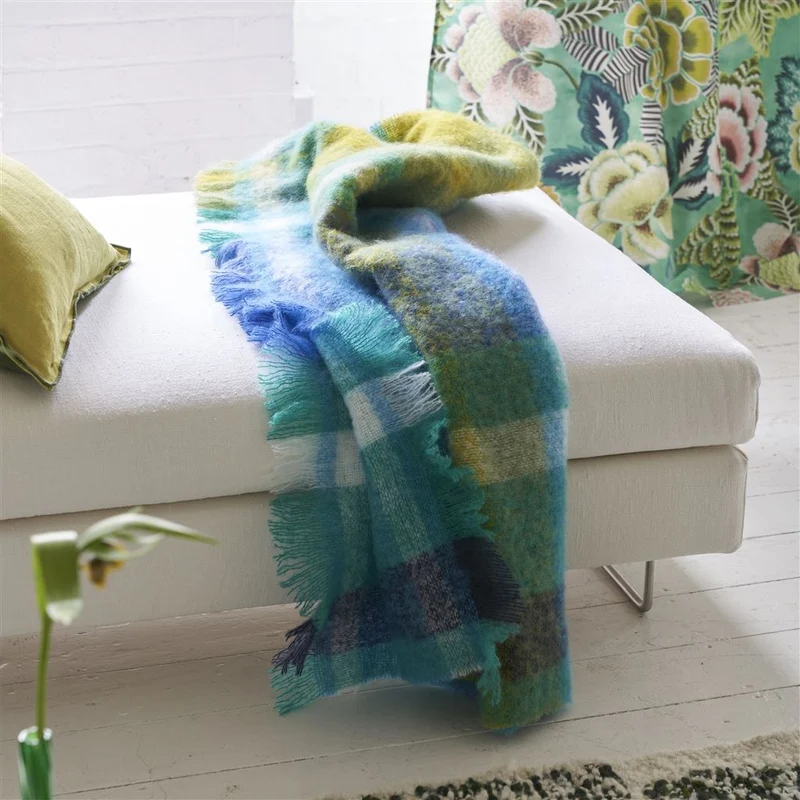 Mohair-Wolldecke FONTAINE COBALT