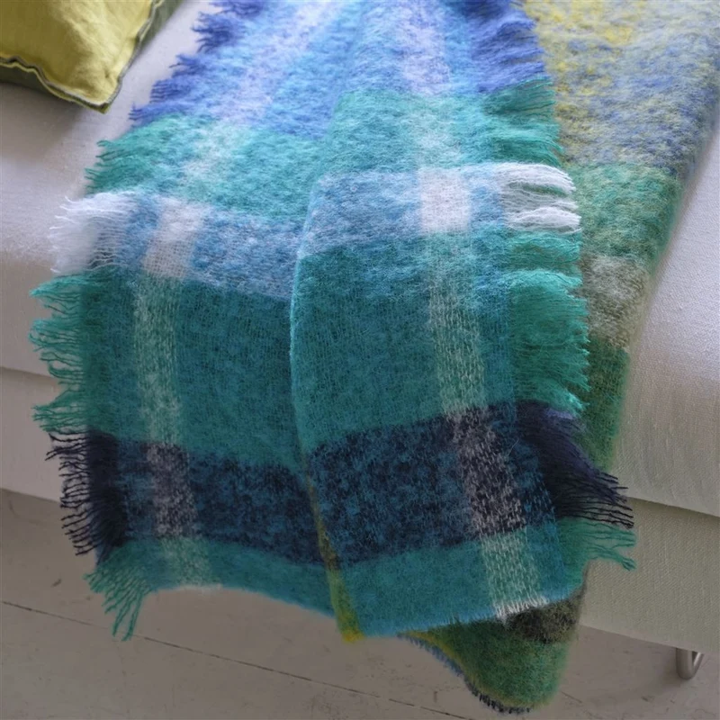 Mohair-Wolldecke FONTAINE COBALT
