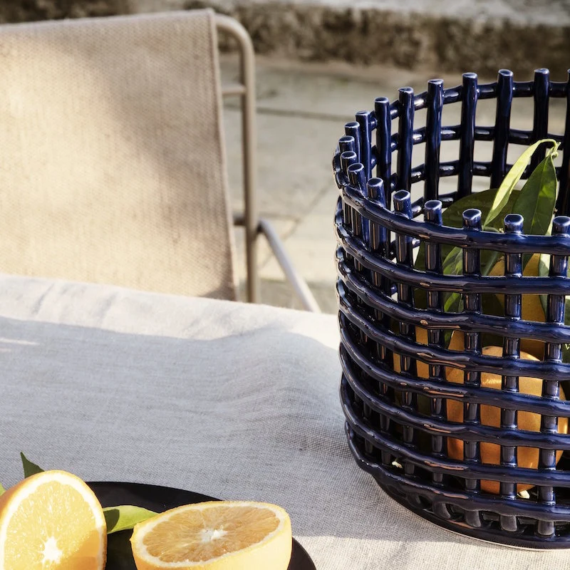 Ceramic Basket Obstschale Keramik geflochten - ferm LIVING
